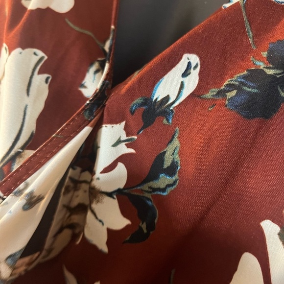 Al’tard State Floral faux Wrap coquette Top blouse Brown and White Size Medium - Picture 7 of 8